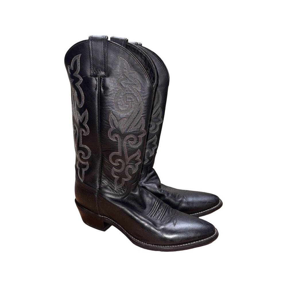 Justin Black Leather Western Cowboy Boots   Size: 10.5B Men's